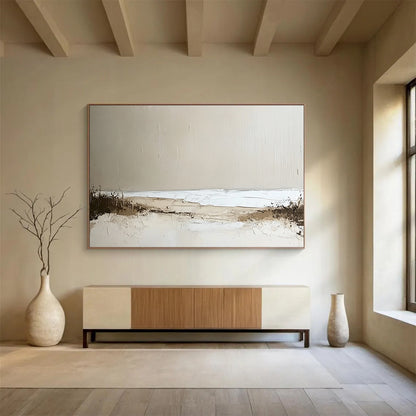 “Neutral Coastal Textures” - Beige, White, Brown, Abstract Seaside - Textured Acrylic Painting HB1496