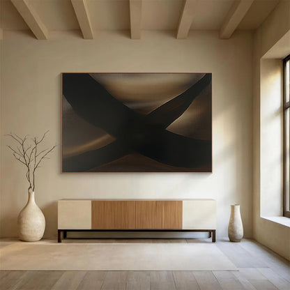 “Earthy Curves” - Brown, Black, Abstract Shapes - Acrylic Painting HB1476