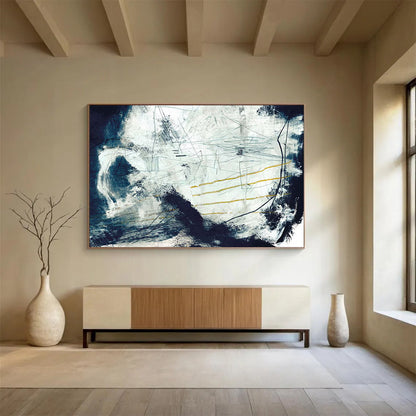 Black - White Line Abstract: A Focal Point for Modern Living Rooms DLZ141