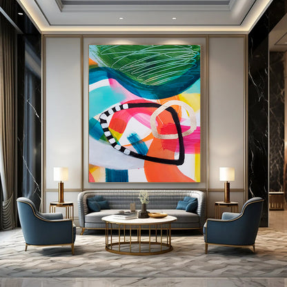 Hand-Painted Personalized Abstract Mural for Office & Dining Room LargeART1825