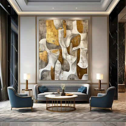 Large - Format Hand - Painted Custom Abstract Gemstone for Dining Room and Office DTP011