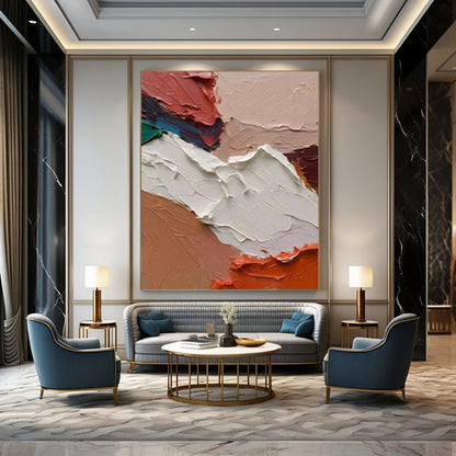 Custom Hand-Painted Abstract Paintings: Big Sizes & Textured Details for Living Room & Hallway DTP263