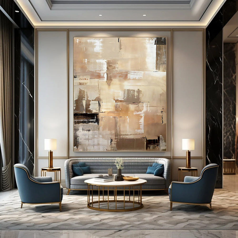 Custom - Designed Hand - Painted Textured Abstract Canvas for Bedroom & Office DKH0984