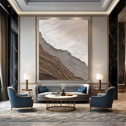 Large - Scale Hand - Painted Custom Textured Abstract on Canvas for Living Room & Office DKH1036