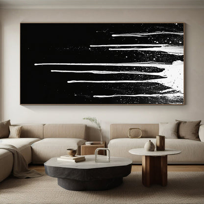 White Dripping Paint with Spots "Starry Drip" Painting On Canvas HB307