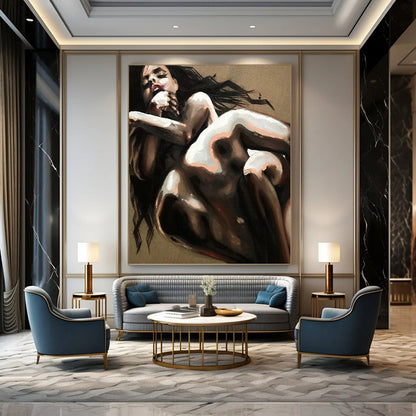 Large - Sized Vertical Custom Abstract Hand - Painted Masterpiece for Office and Dining Room DKH1631