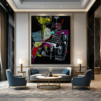 Large Custom Abstract Paintings: Textured Beauty for Office & Bar DTP294