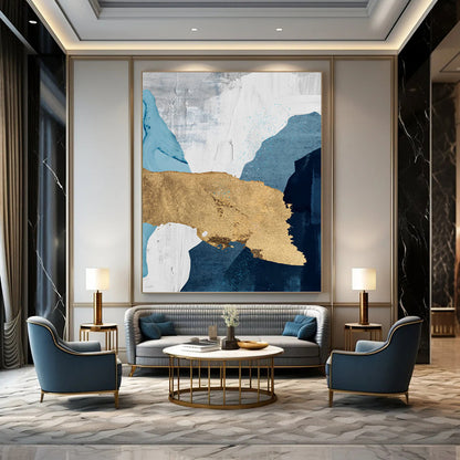 Mammoth - Scaled Vertical Hand - Painted Custom Abstract Canvas (with Three - Dimensional Textures), Beautifying Living Room and Entryway DKH1527