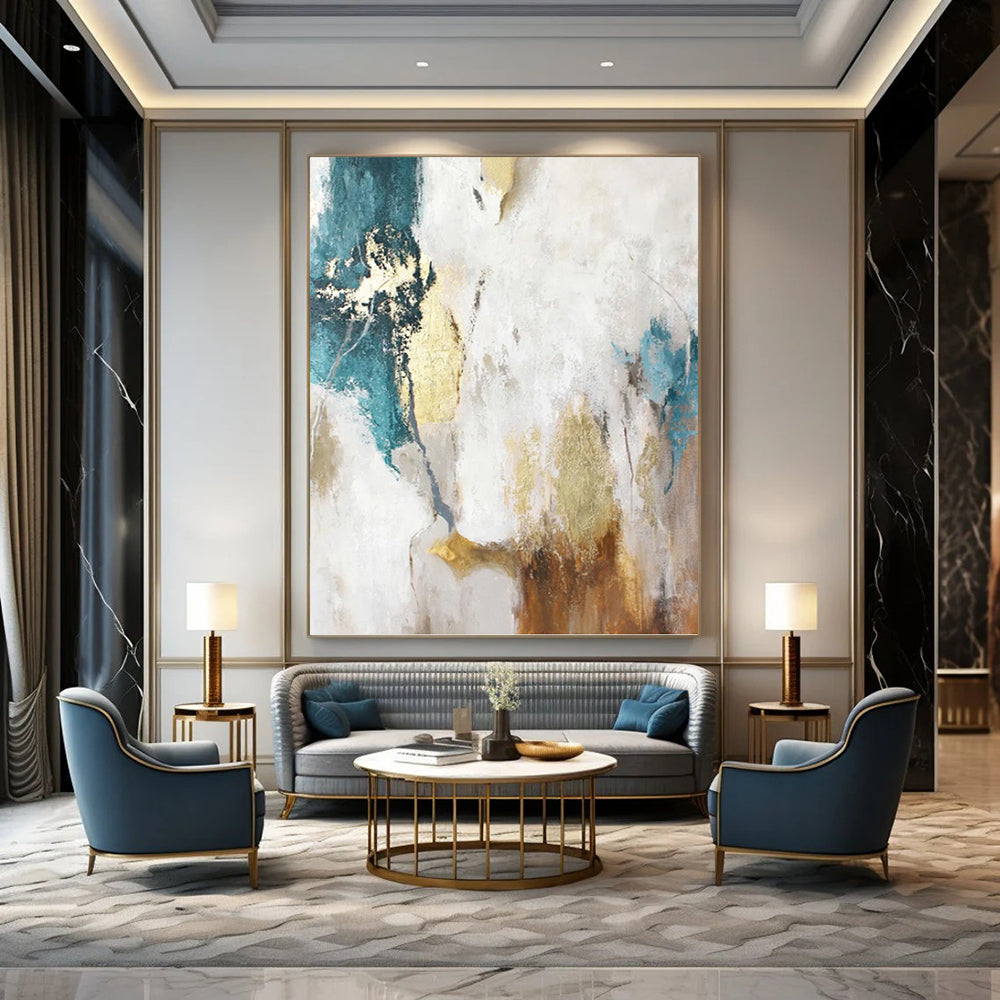 Enormous Hand - Painted Custom Textured Abstract Artwork for Dining Room & Hallway DKH1014