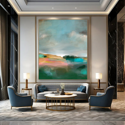 Dynamic & Bold Hand-Painted Custom Abstract Painting for Dining Room & Bar LargeART2001
