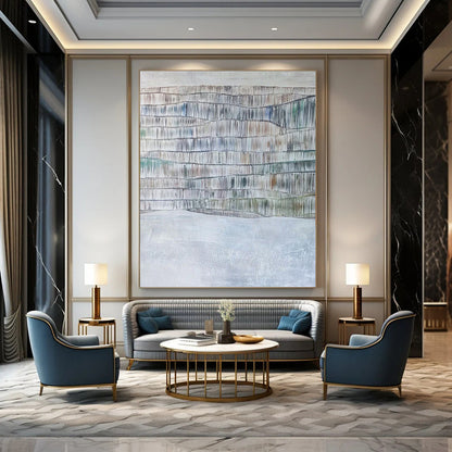 Colossal Hand - Painted Custom Textured Canvas Abstract for Hotel Lobby & Entryway DKH1043