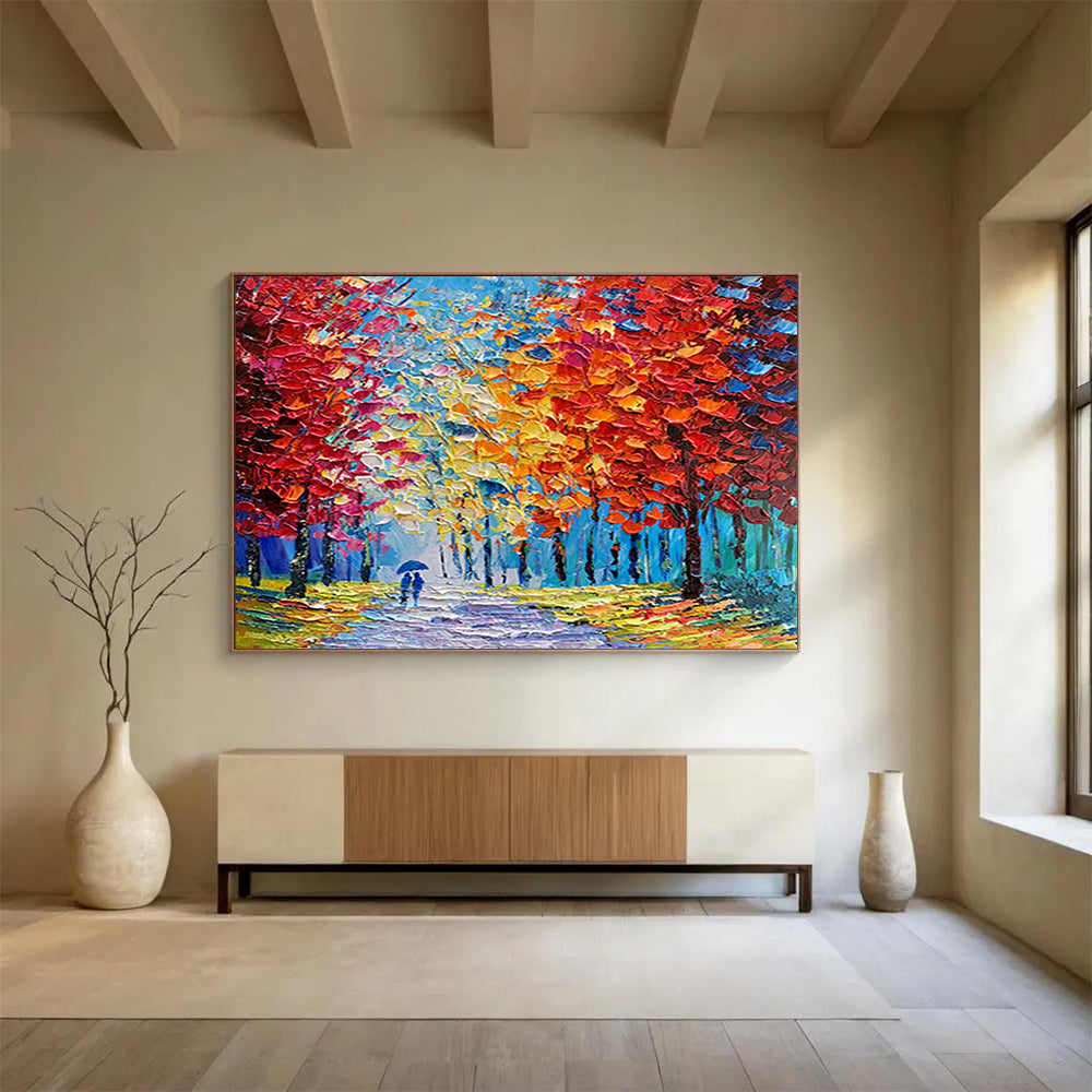Colorful Autumn Forest Stroll - Romantic Living Room or Bedroom Art DLZ200