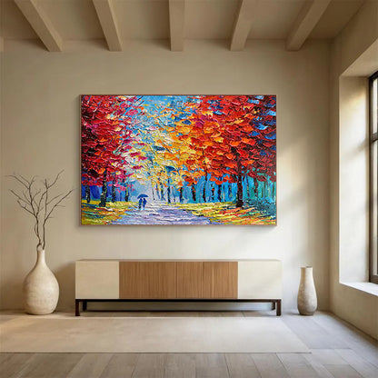 Colorful Autumn Forest Stroll - Romantic Living Room or Bedroom Art DLZ200