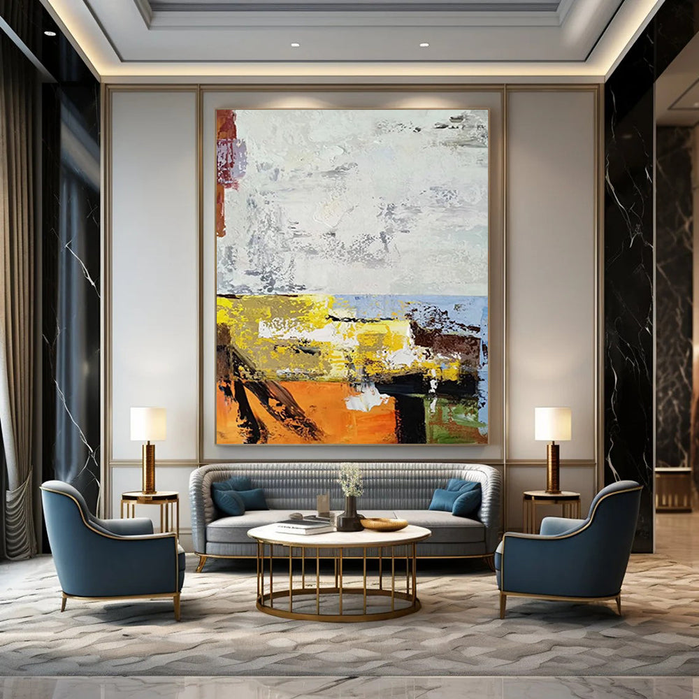 Super - Sized Hand - Painted Custom Abstract Canvas for Living Room and Office DTP019