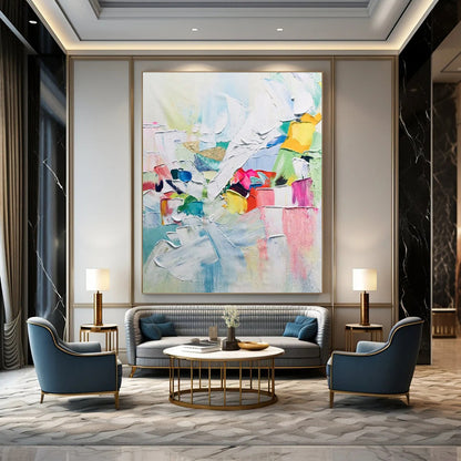 Hand-Painted Large Abstract Creations: Textured Details for Office & Hallway DTP267
