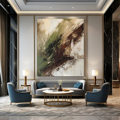 Crystal Cavern: Immense Hand - Painted Custom Abstract Artwork for Office and Entryway DTP118