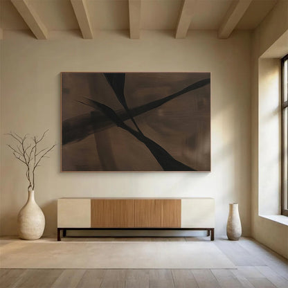 Large - Format Hand - Painted Textured Abstract Wall Mural for Bar & Dining Room DKH585
