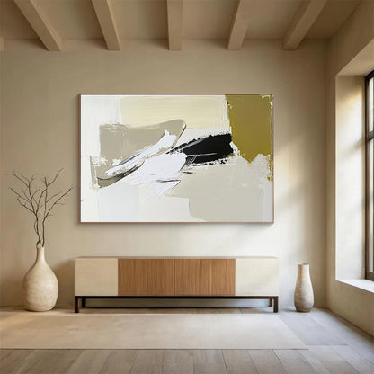 “Bold Neutral Swipes” - Beige, White, Black with Expressive Swipes - Abstract Acrylic Painting HB1341
