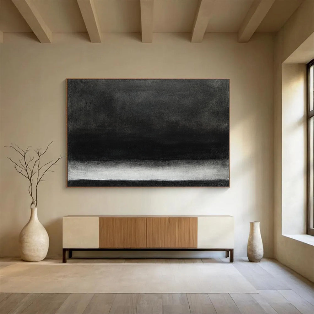 “Minimalist Black - White Gradient” - Black, White, Gray, Subtle Gradient Layers - Acrylic Painting HB1663
