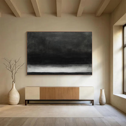 “Minimalist Black - White Gradient” - Black, White, Gray, Subtle Gradient Layers - Acrylic Painting HB1663