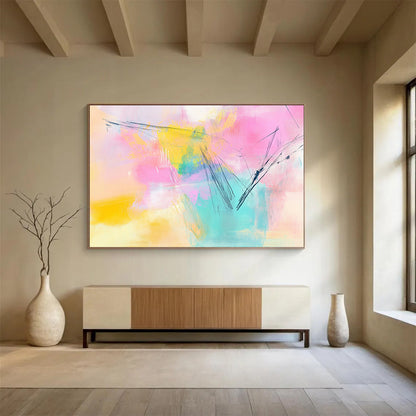 “Pastel Abstract Strokes” - Pink, Yellow, Green, Blue, Purple - Soft Abstract Strokes - Acrylic Painting HB1322