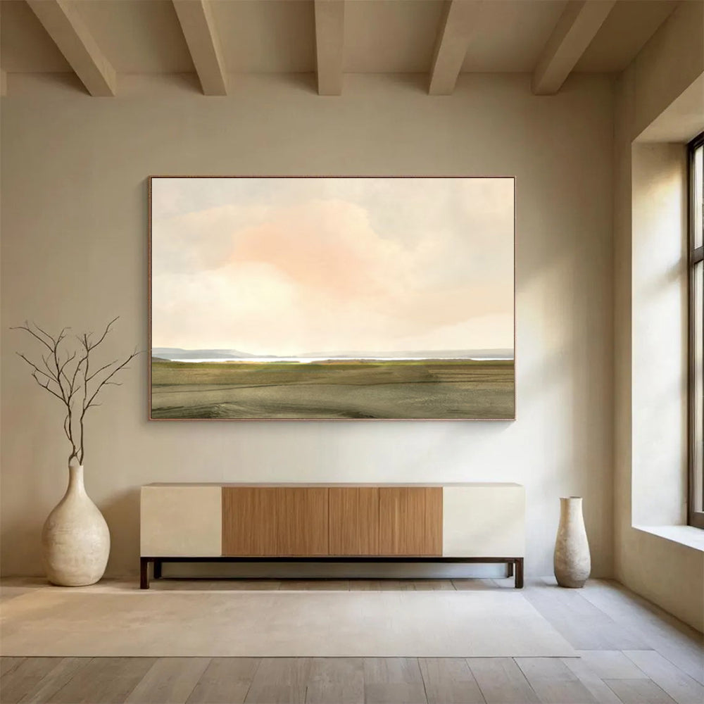 Soft Pastel Landscape - Large Serene Living Room Art DLZ121