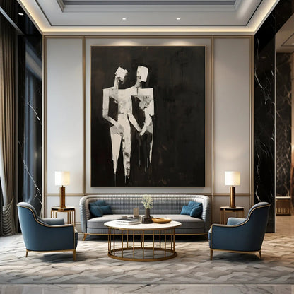 Large-Scale Custom Hand-Painted Abstract Art for Living Room & Hotel LargeART1934