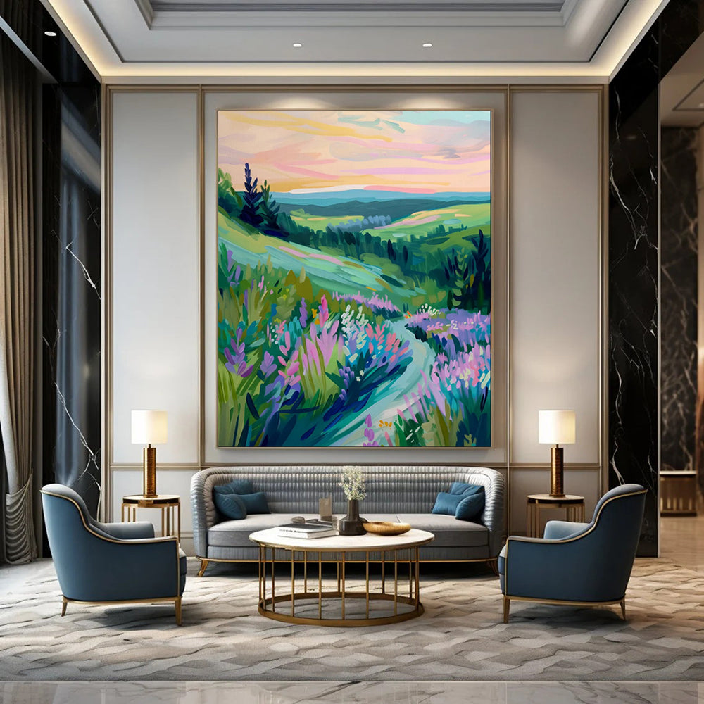 Exuberant & Joyful Hand-Painted Custom Abstract Painting for Living Room & Entryway LargeART2015
