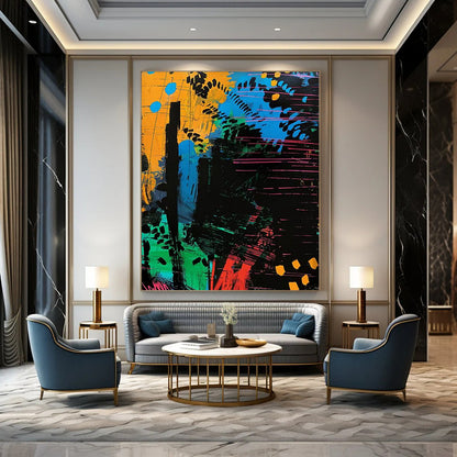 Nebula's Dance: Extra - Vast Hand - Painted Custom Abstract Painting for Living Room and Office DTP096