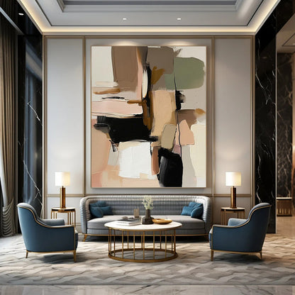 Captivatingly Large - Scale Hand - Painted Textured Abstract for Library & Reading Nook DKH1240