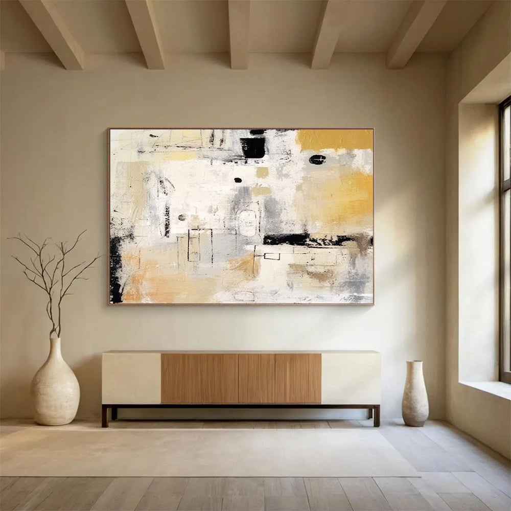 Neutral Tones Abstract - Sophisticated Living Room Art DLZ061