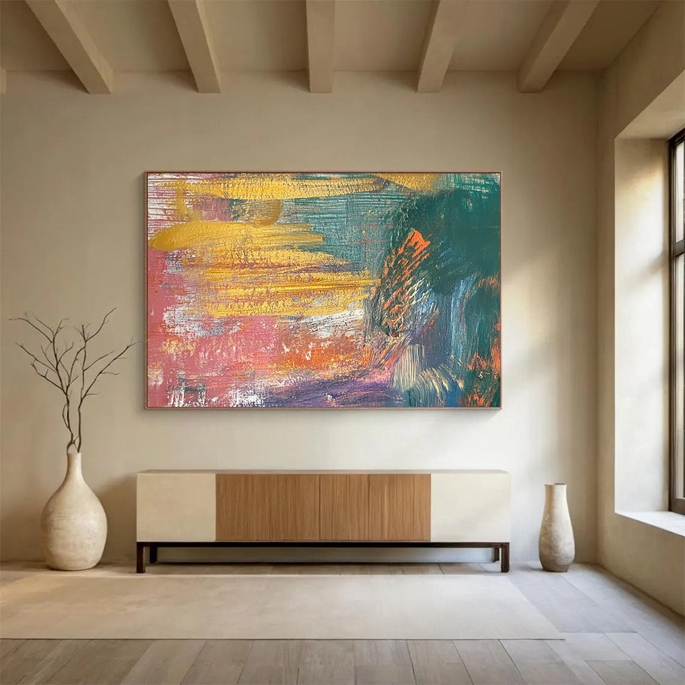 Colorful Abstract Sunset Hues - Vibrant Abstract Painting On Canvas HB0491