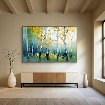 Birch Trees in Autumn Colors - Abstract Landscape Painting On Canvas HB0451
