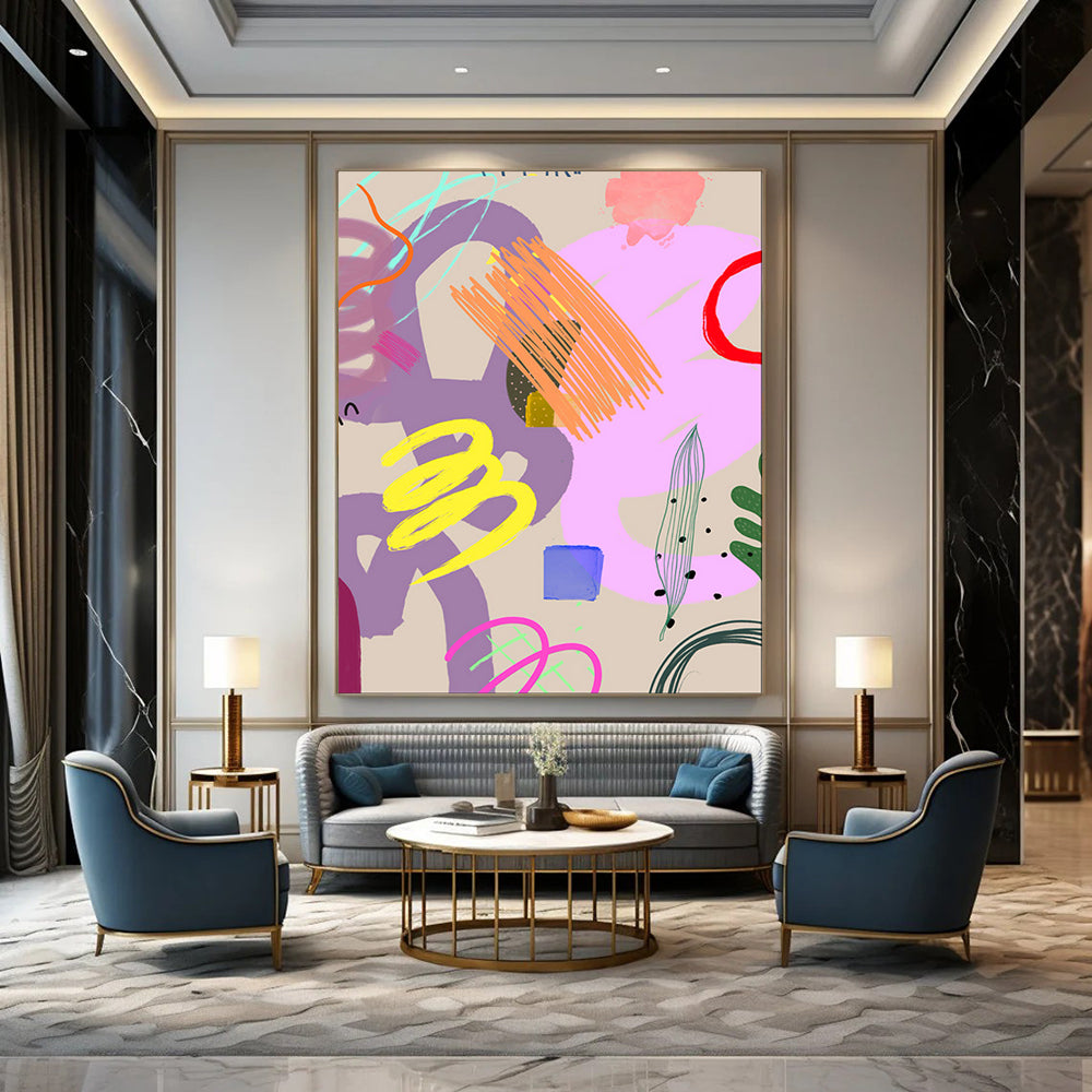 Whimsical & Fantasy Hand-Painted Custom Abstract Painting for Bedroom & Living Room LargeART2008