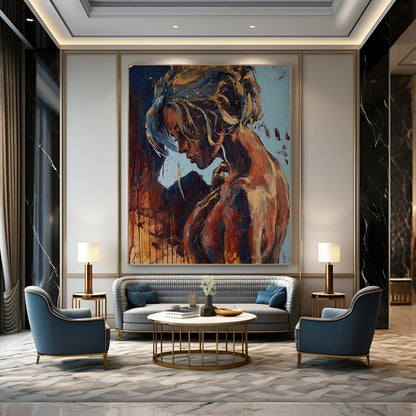 Large Vertical Custom Abstract Hand - Painted Canvas for Bar and Entryway DKH1651