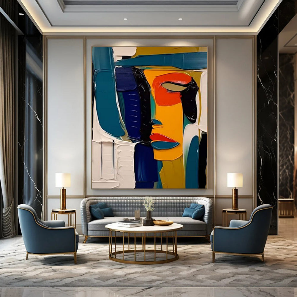 Large-Scale Custom Hand-Painted Abstract Art for Living Room & Hotel LargeART1907