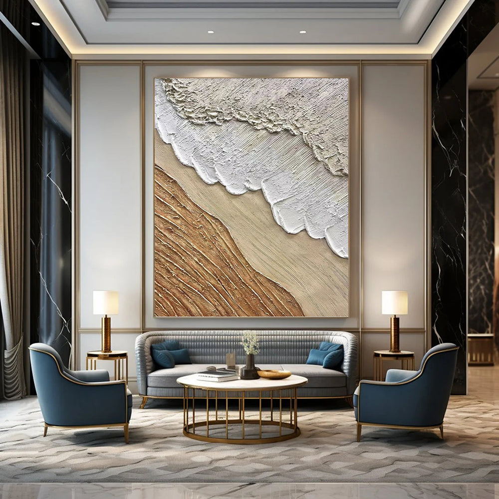 Large - Format Custom - Textured Hand - Painted Abstract Mural for Dining Room & Bar DKH1026