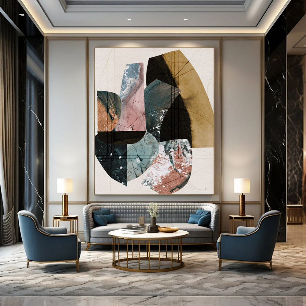 Flecked Textures: Gargantuan Custom Abstract Work for Living Room and Bar DTP152