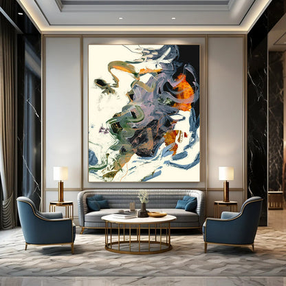 Large-Format-Scale Hand-Painted Abstract Canvases for Bedroom & Hallway LargeART2312