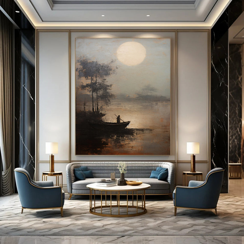 Mountainous Textured Abstract Wall Art for Bedroom & Home Gym LargeART2094