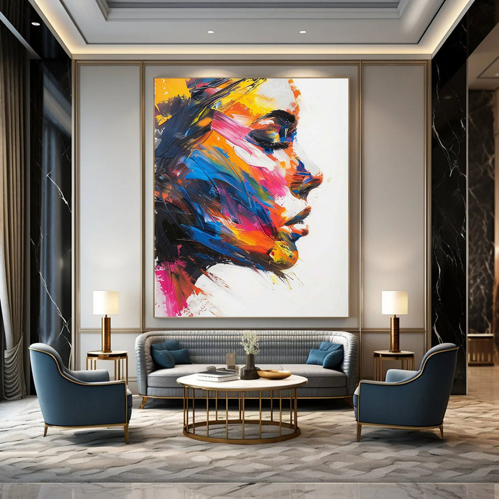 Ethereal Embrace: Immense Hand - Painted Textured Custom Abstract Canvas for Office and Entryway DTP089