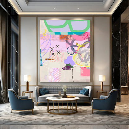 Hand-Painted Bespoke Abstract Canvas for Living Room & Hotel LargeART1823