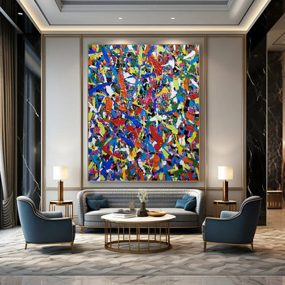 Extended - Proportioned Vertical Hand - Painted Textured Custom Abstract Epic for Office and Bar DKH1566