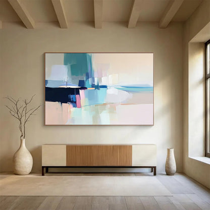 “Pastel Abstract Coastal” - Pastel Tones, Abstract Coastal Scene, Soft Brushstrokes HB1120