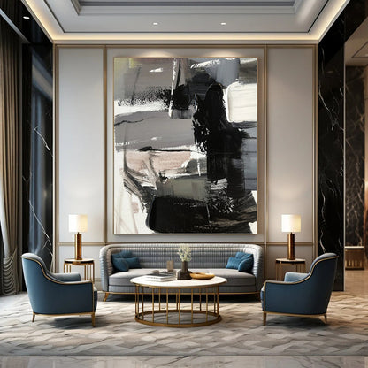 Inspiringly Grand Hand - Painted Textured Abstract Mural for School Auditorium & Gymnasium DKH1263