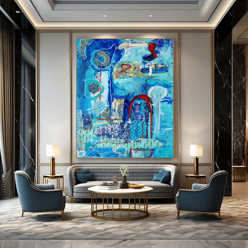 Custom Abstract Art: Large Dimensions, Textured Excellence for Bedroom & Hallway DTP296