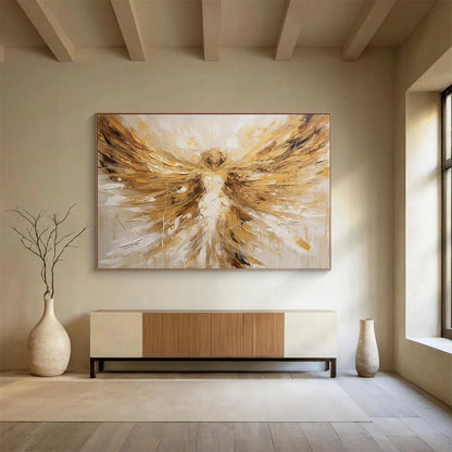 Golden Angel Wings - Inspirational Living Room Art DLZ082