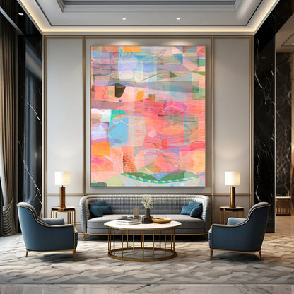 Custom Hand-Painted Abstract Mural for Living Room & Hotel LargeART1862