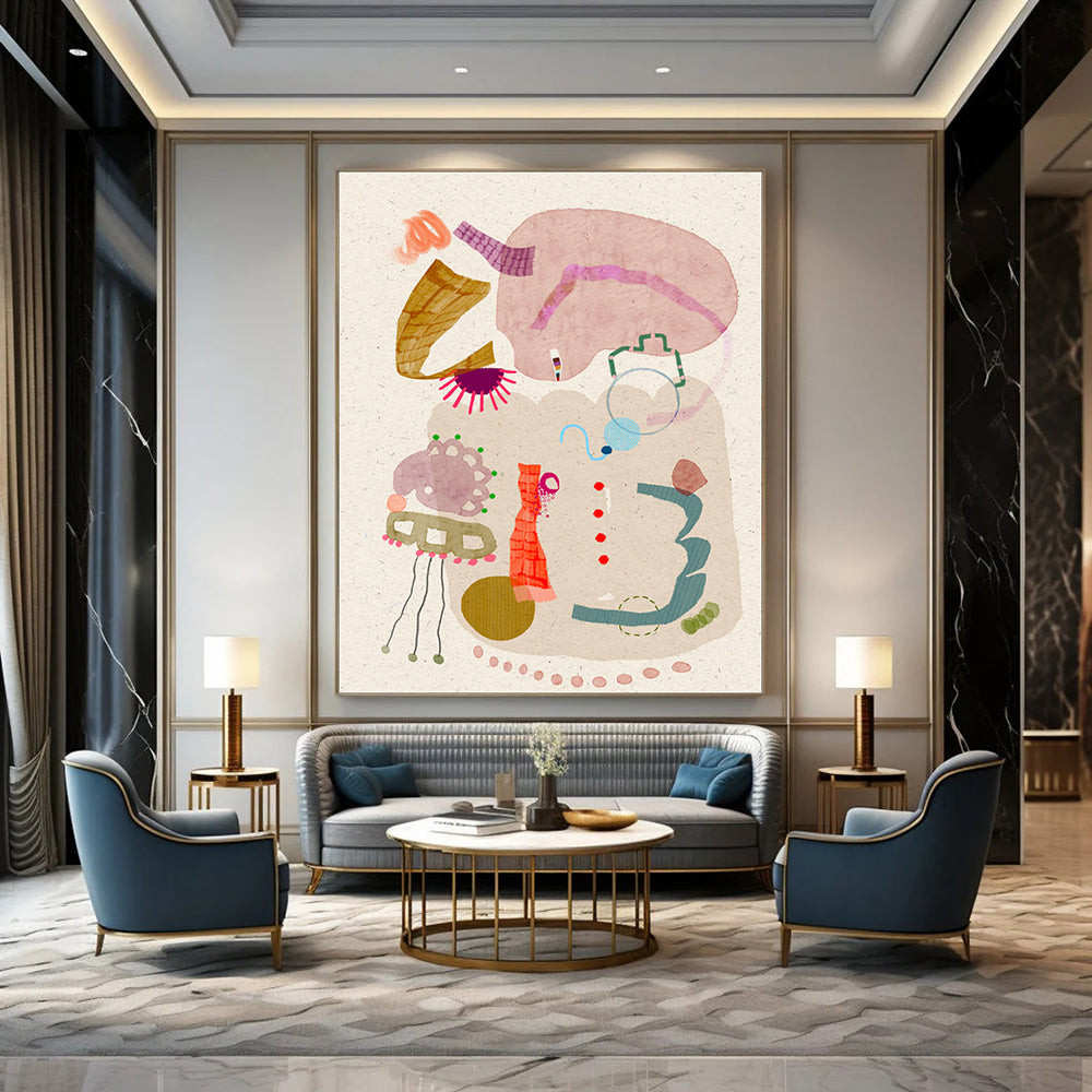 Hand-Painted Bespoke Abstract Art for Dining Room & Hotel LargeART1845