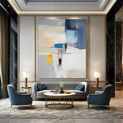 Contemporary hand-painted abstract artwork showcasing vibrant colors and dynamic shapes for a striking visual experience in any modern space. DLZ1761